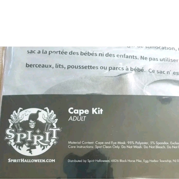 Spirit Halloween 2 Mask Cape Kits Cosplay Costume Party Black & Silver Adult New - Picture 11 of 13